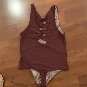 Acacia Swimwear Mauka one piece- merlot